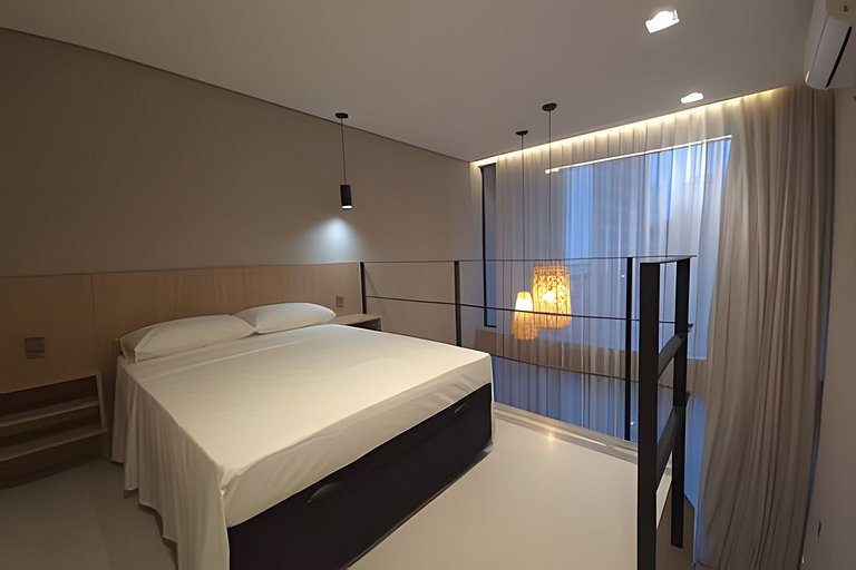 Studio premium mezanino, sacada, garagem - Buritis