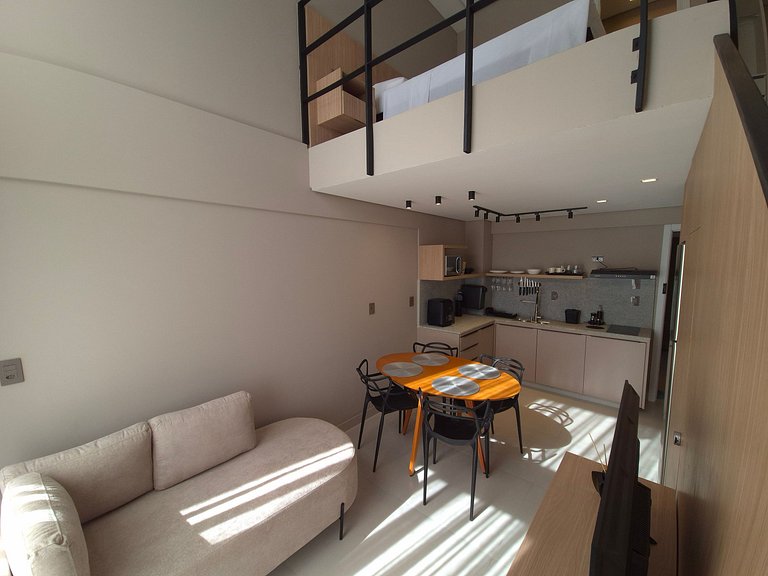 Studio premium mezanino, sacada, garagem - Buritis