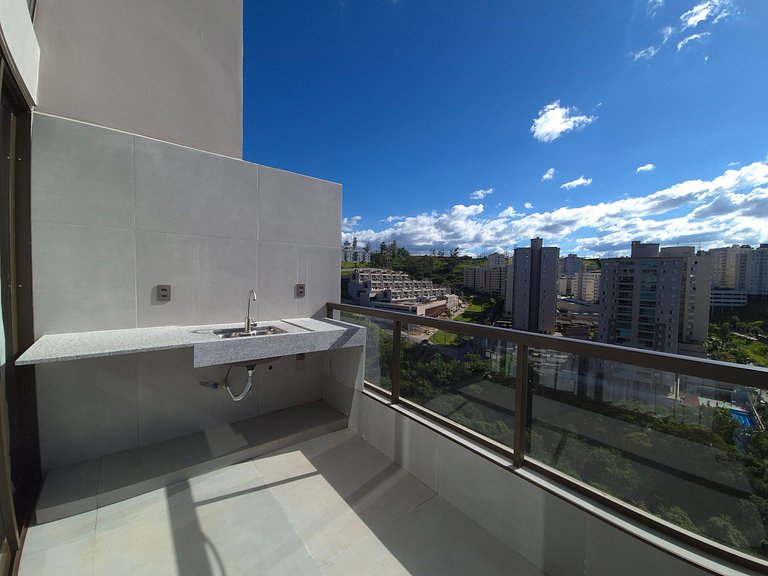 Studio premium mezanino, sacada, garagem - Buritis